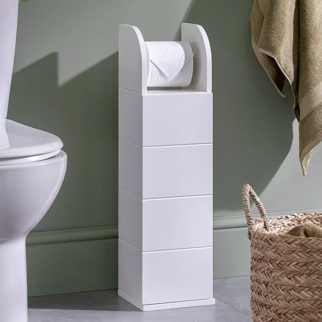 Habitat Tongue And Groove Tidy Cupboard With Toilet Roll Holder White New