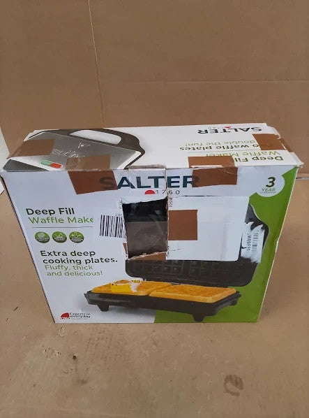 Salter Double Waffle Maker Non Stick Iron Plates Deep Fill 900W 29.3x15.1x29cm