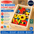 Melissa & Doug 52 Wooden Alphabet Magnets Box Uppercase Lowercase Letters Age 3+