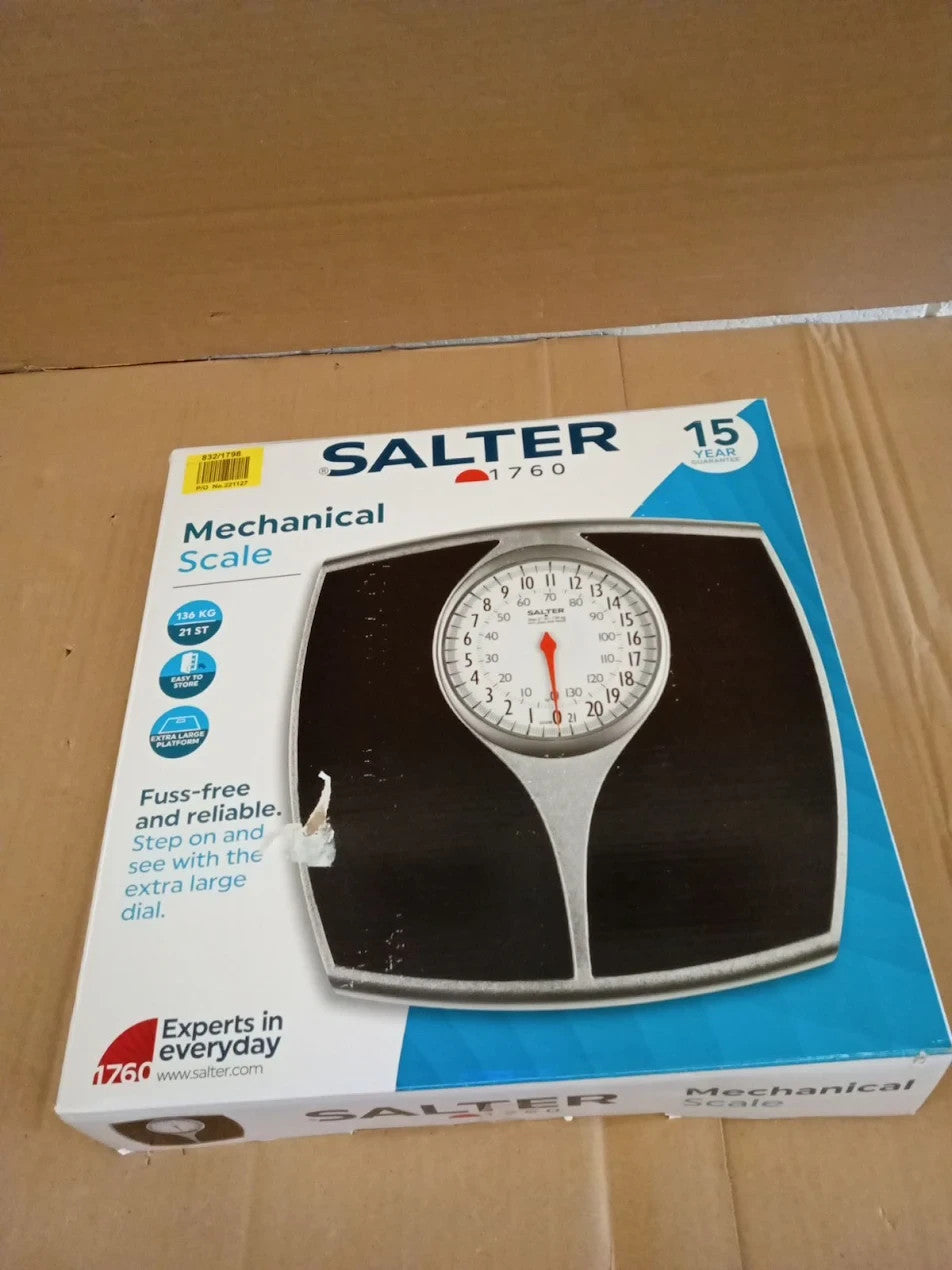 Salter Mechanical Bathroom Clear View Scale Red Dial Black 5.5x30x30cm