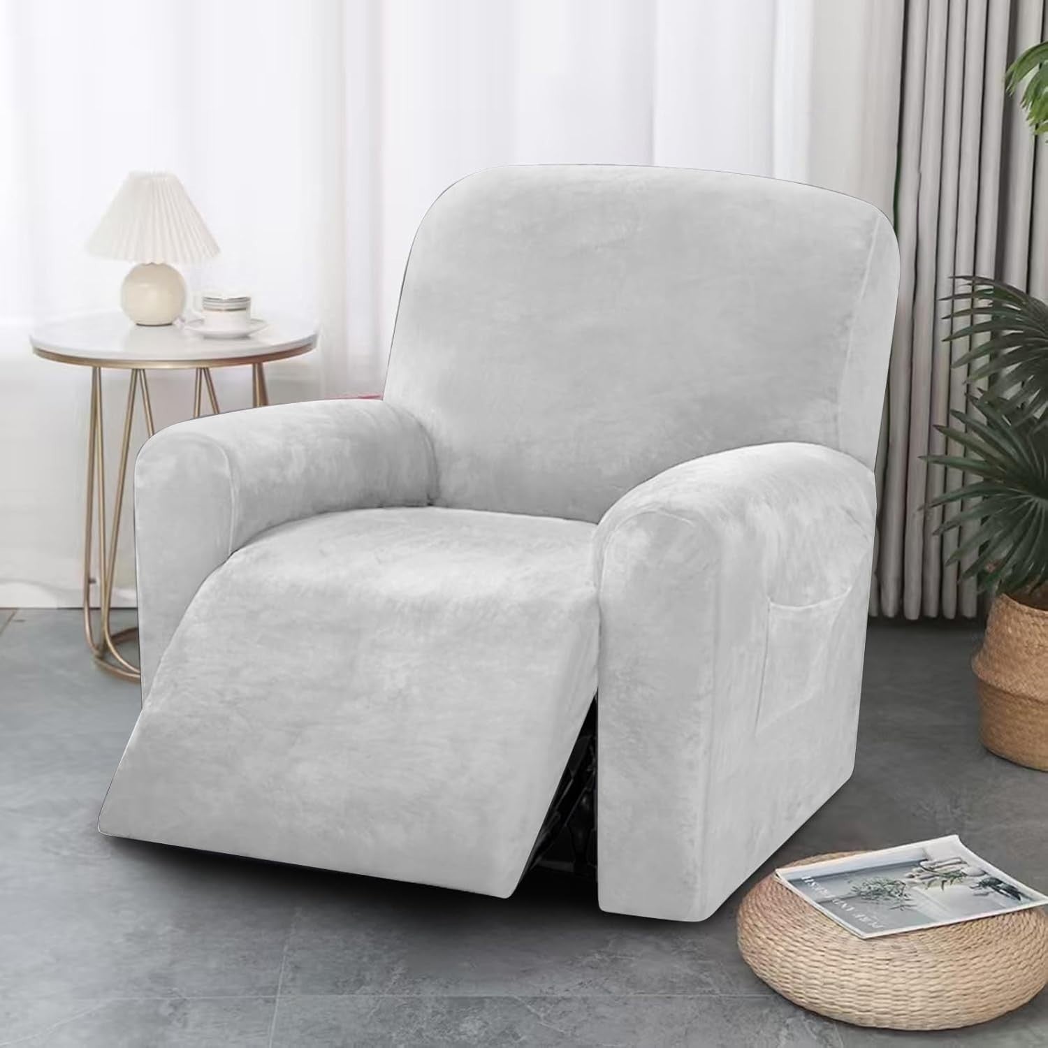 YancLife Velvet Recliner Chair Cover Side Pocket Relaxing Non Slip New
