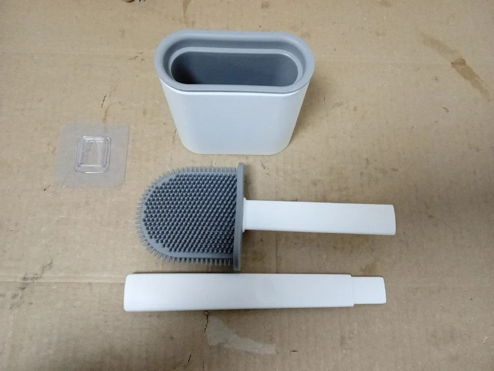 Silicone Toilet Brushes Holders Pack 1 Long Non Slip Handle Flexible