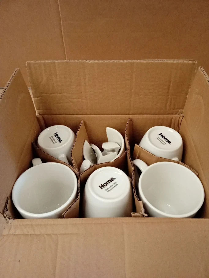 Argos Essentials Set Of 6 Porcelain Coffee Mugs White 360ml Dishwasher Safe