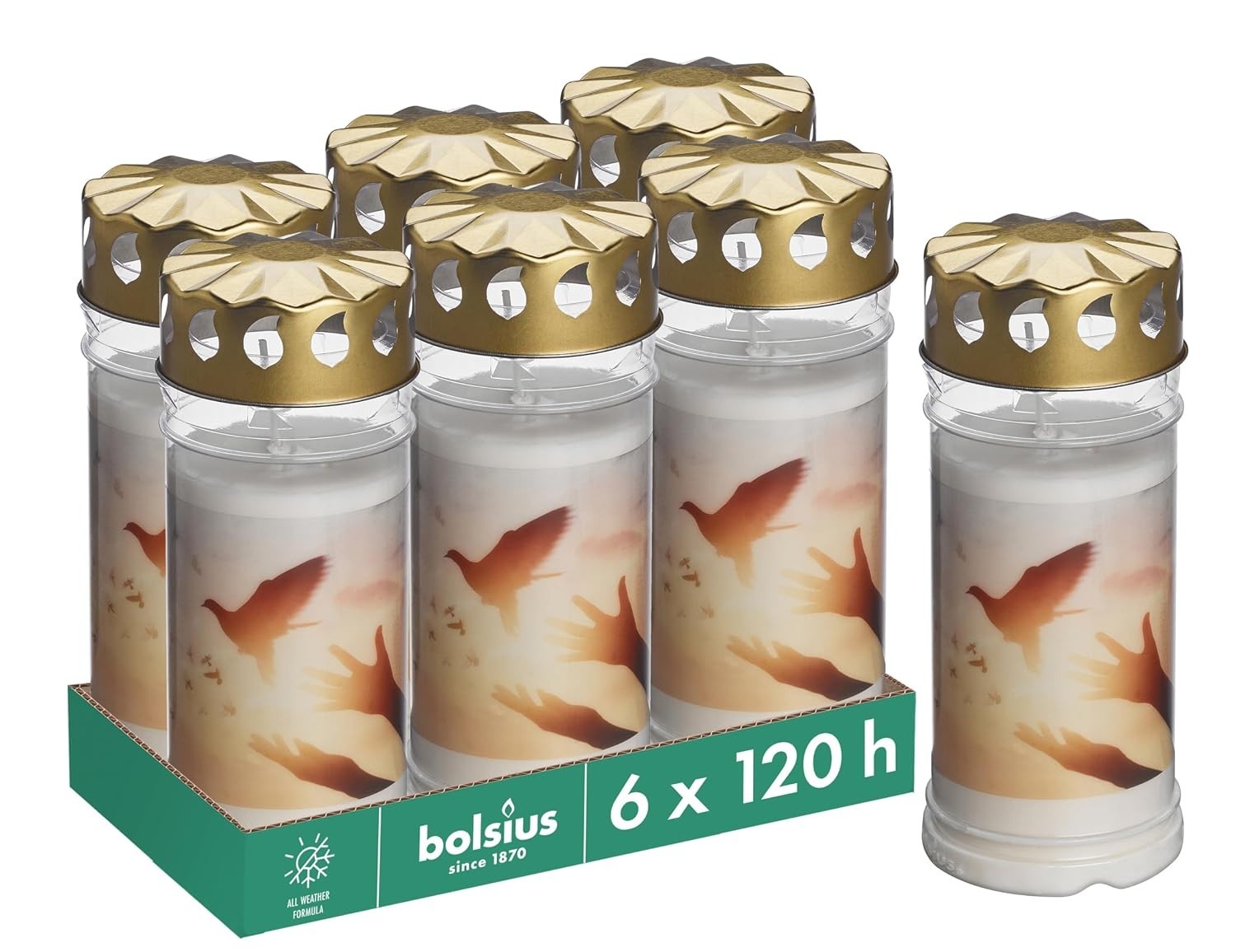 Bolsius Grave Light White Pack of 6 Length Burning Time 120 Hours Unscented New