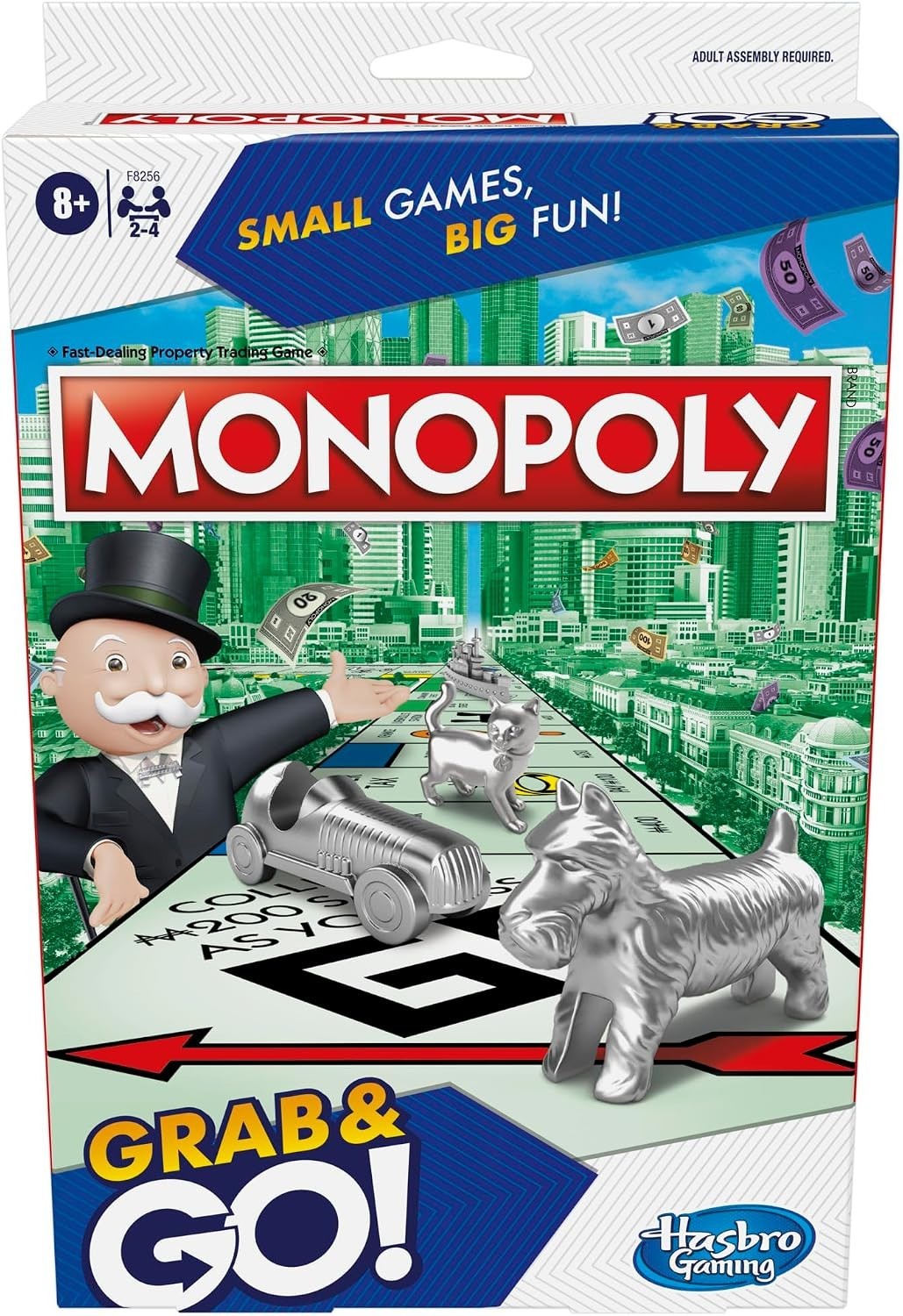 Hasbro Gaming Monopoly Grab Go Portable Travel Board Family Party Game New