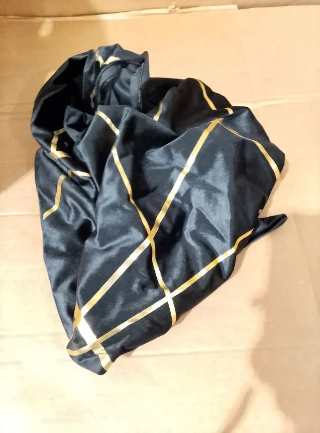 Velvet Cushion Cover Black Decorative Throw Pillow Gold Lines Square 50x50cm New