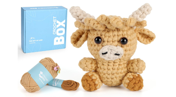 Complete Crochet Kit Beginners Highland Cow Crochets Soft Yarn New