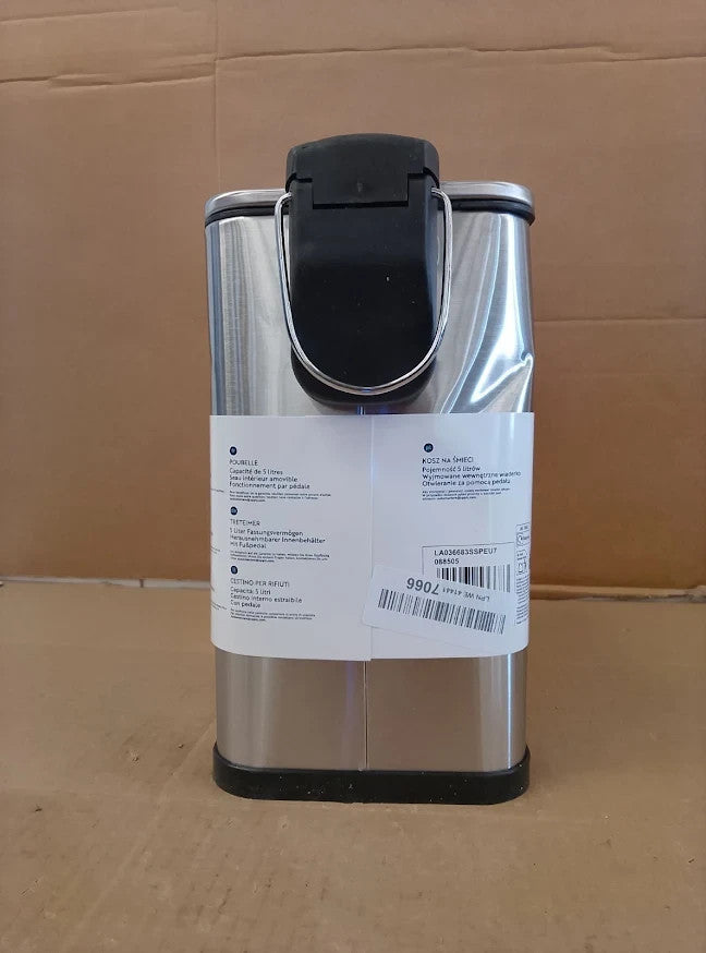 Beldray 5L Stainless Steel Bathroom Pedal Bin Soft Close Silver D Shape Design