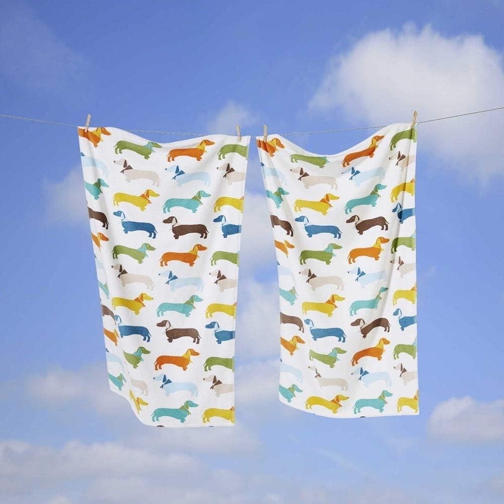 Rapport Coloured Sausage Dog Dachshund Supersoft 100% Cotton Towel 70x120cm New
