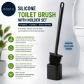 Athyior Silicone Toilet Brush Holder Set Flexible Bristles Bendable Black