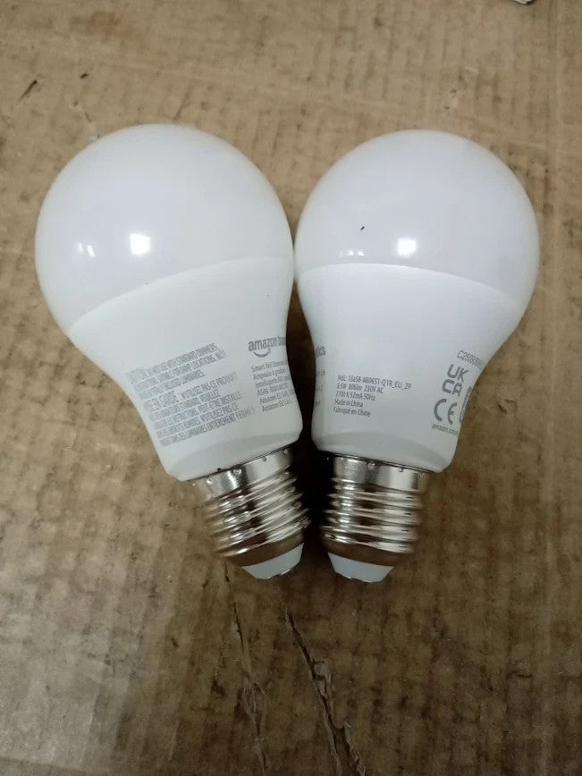 Amazon Basics Smart Dimmable LED Light Bulb E27 Base Soft White 8W 2pc New
