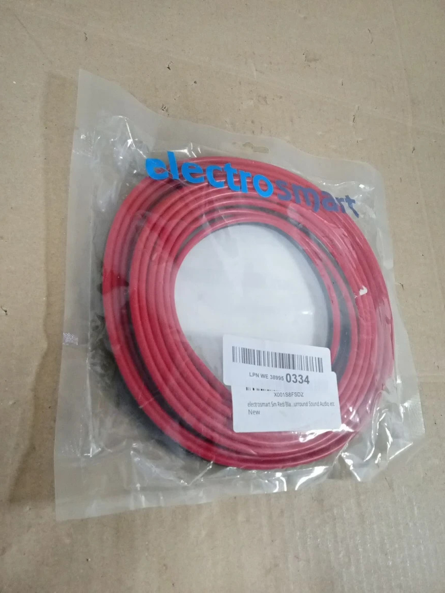 Electrosmart 5m Red Black Speaker Cable Twin Core Audio Wire Surround Sound New
