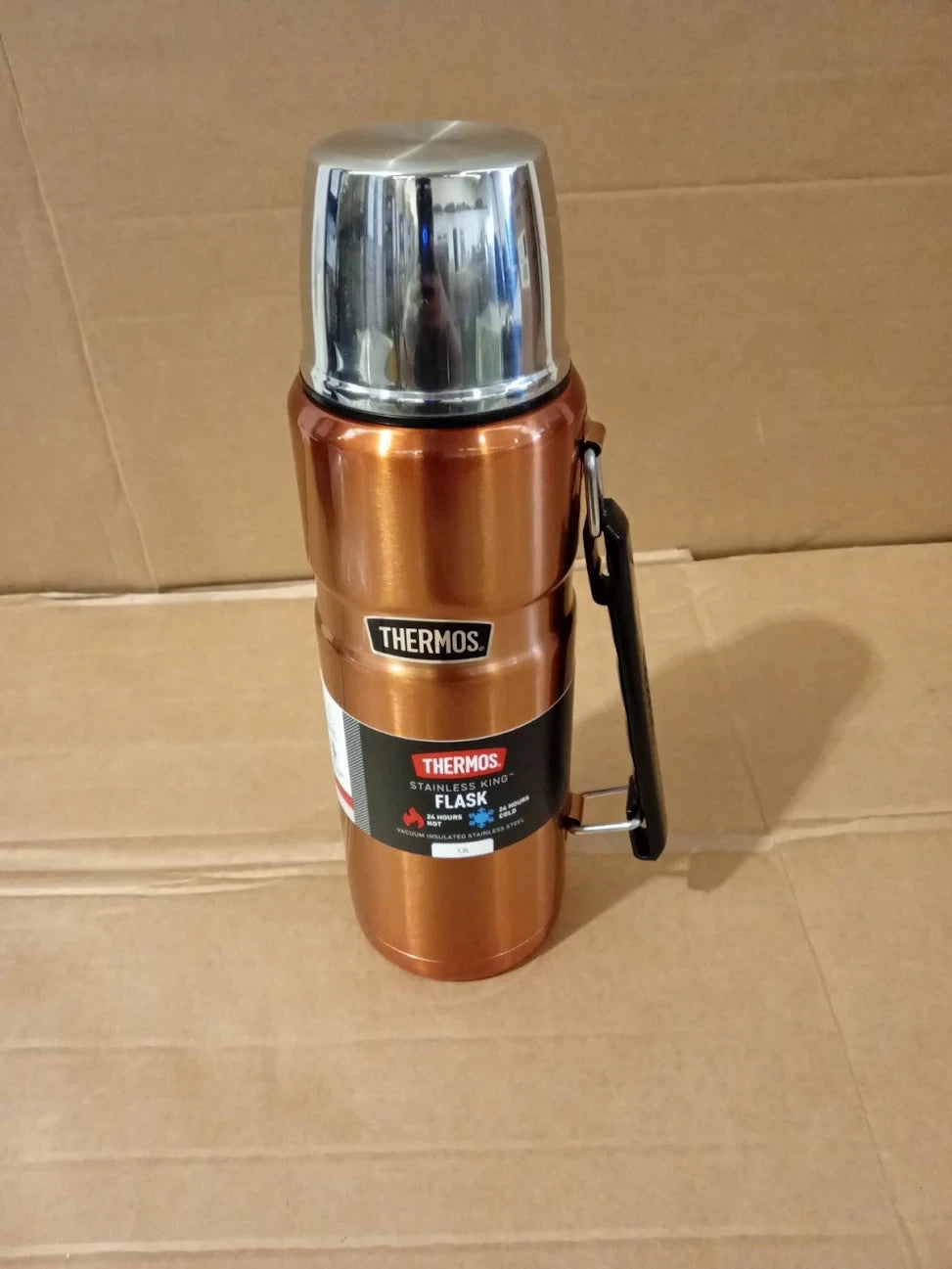 Thermos Stainless King Copper Drinks Flask 1.2L 24h Hot Cold Leakproof Camping