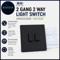 BG Evolve Matt Black 2 Gang 2 Way Light Switch Screwless PCDMB42B Design