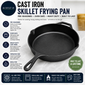 Cast Iron Skillet Frying Pan Pre Seasoned Oven Safe Grill Hob Camping Heavy Duty