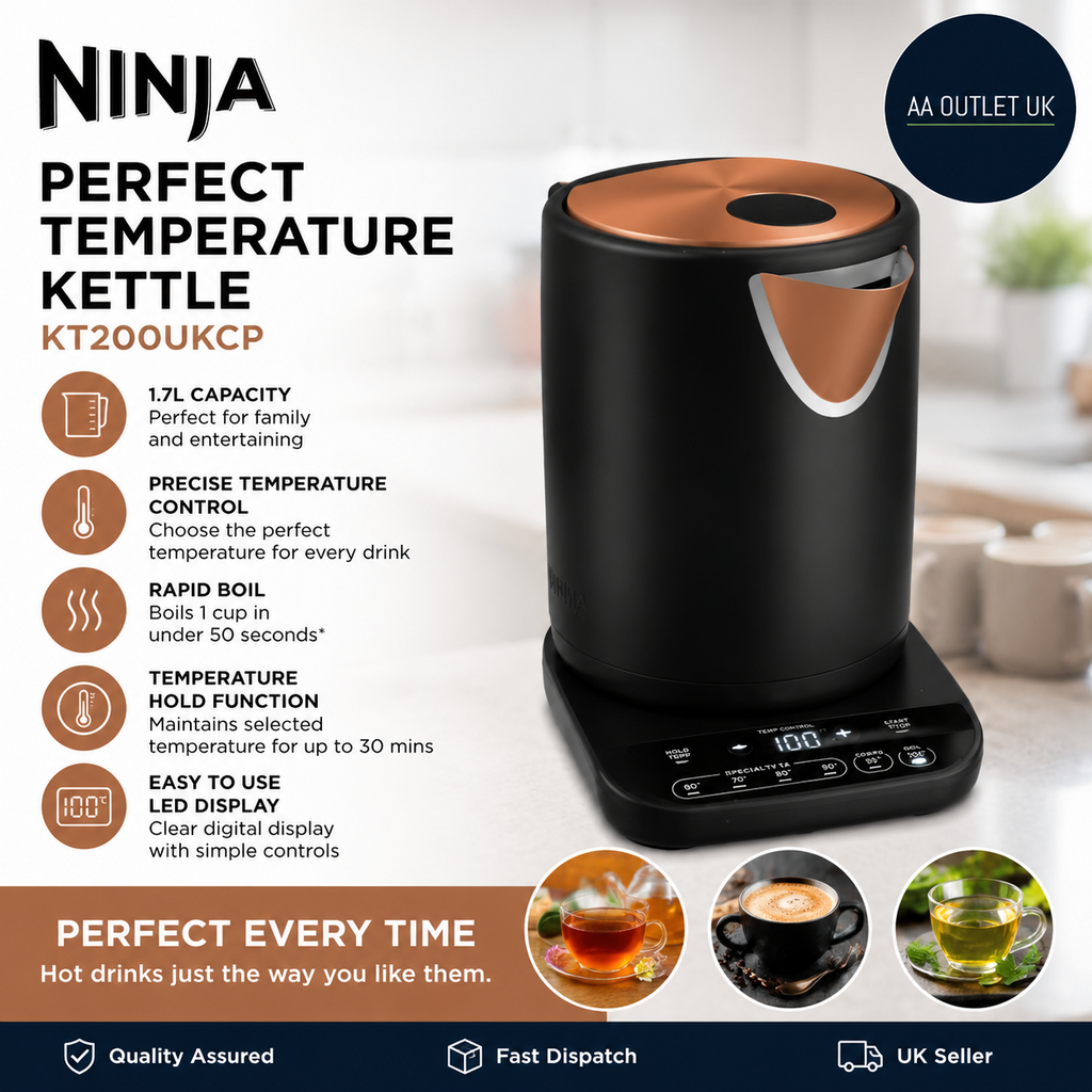 Ninja Perfect Temperature Kettle 1.7L Led Display Easy Use Kettle Rapid Boil