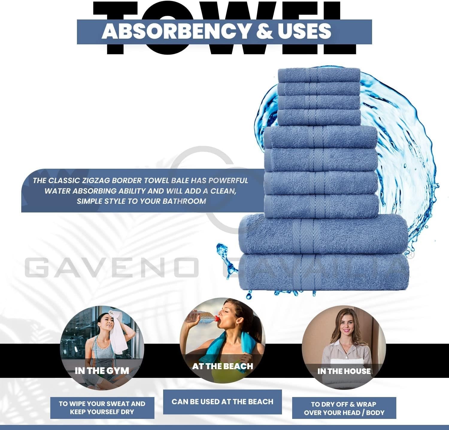 Gc Gaveno Cavaila Towel Bale Set Quick Drying Cotton 120x70cm New