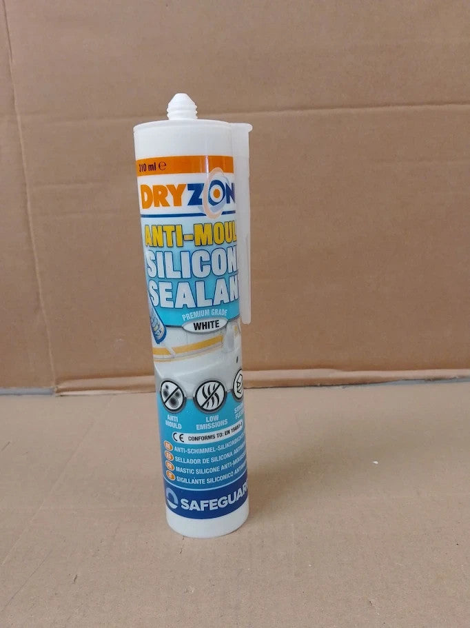 Dryzone Silicone Sealant White Anti Mould Waterproof Premium Sanitary Grade New