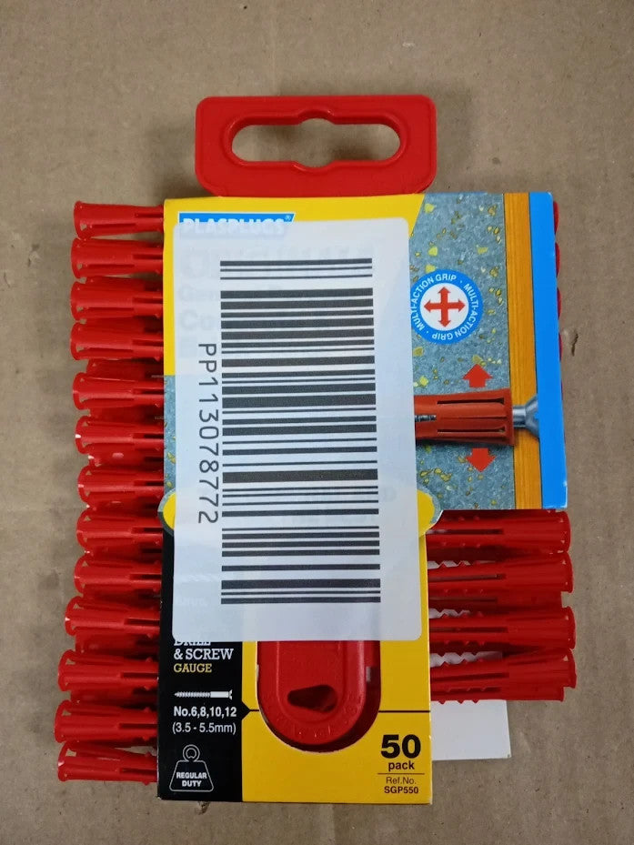 Plasplugs SGP550 General Purpose Multifix Wall Plugs Fixings Pack Red Design New