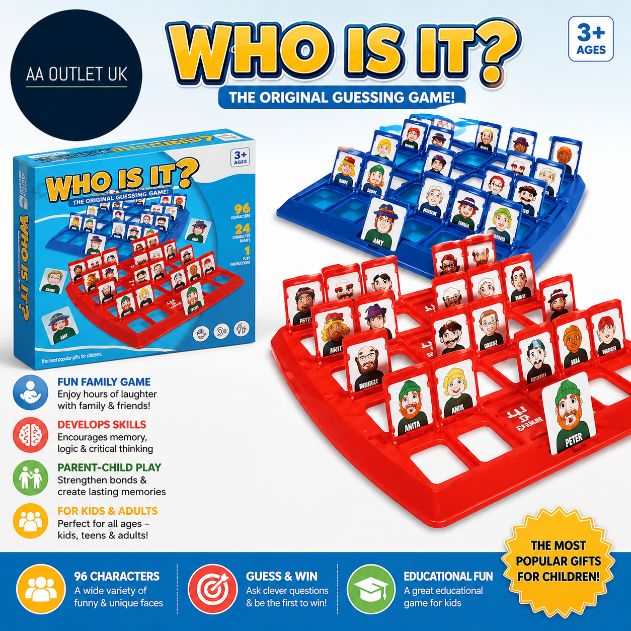Guess Character Game Board Animal Funny Family Guessing Sheets 3+