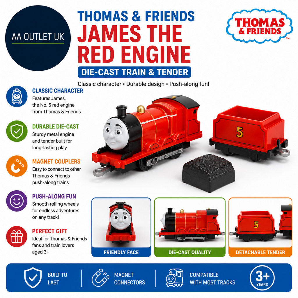 Thomas Friends Motorized James Train Battery Powered Engine Cargo Car Design