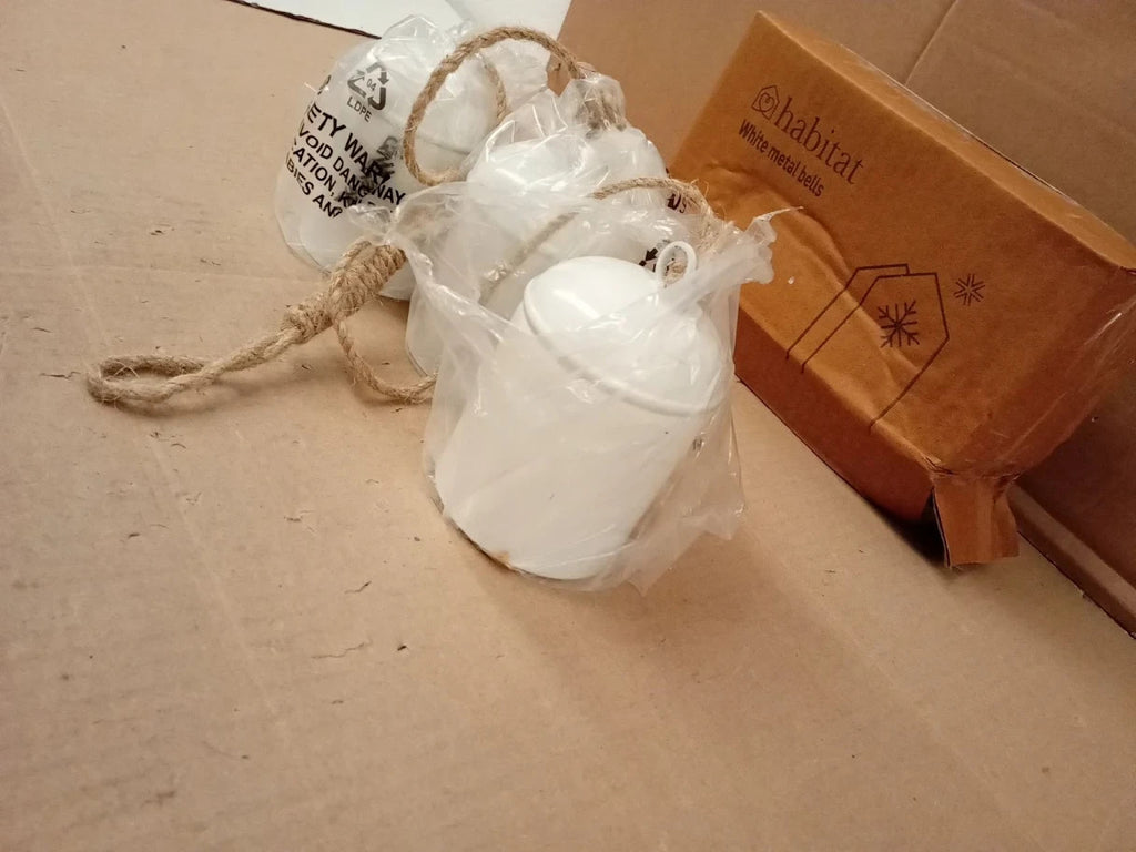 Habitat White Metal Bells Decoration Set Of 3