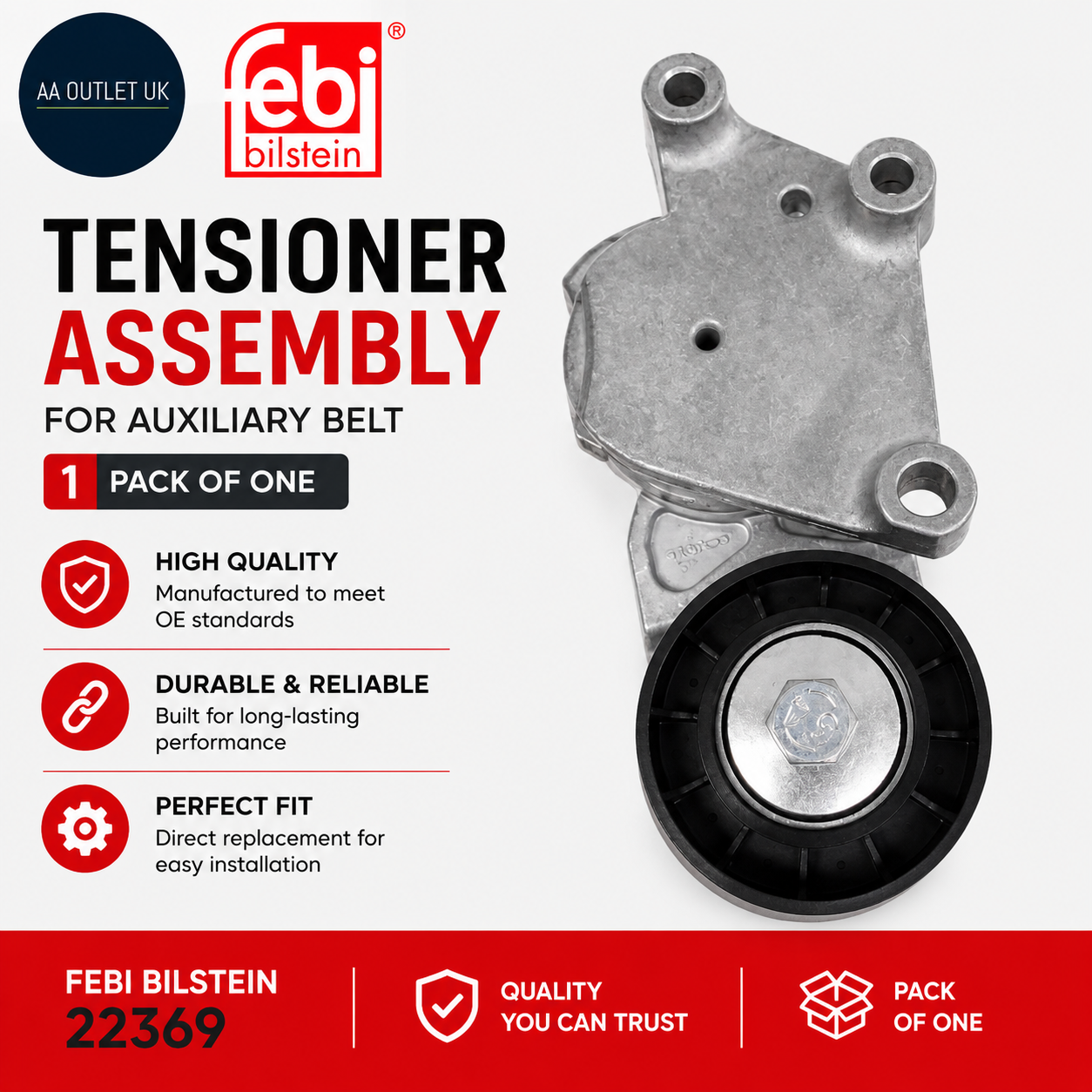 Febi Bilstein 22369 Tensioner Assembly Auxiliary Belt Pack Of One
