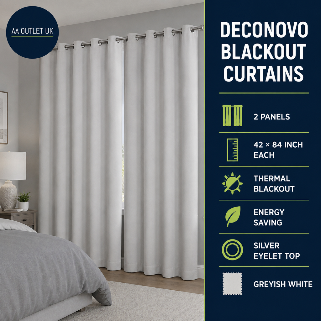 Deconovo Thermal Blackout Curtains Eyelet Bed Curtains 42x84in Grey 2 Panels