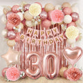 Rose Gold 30th Happy Birthday Decorations Woman Balloons Set Banner