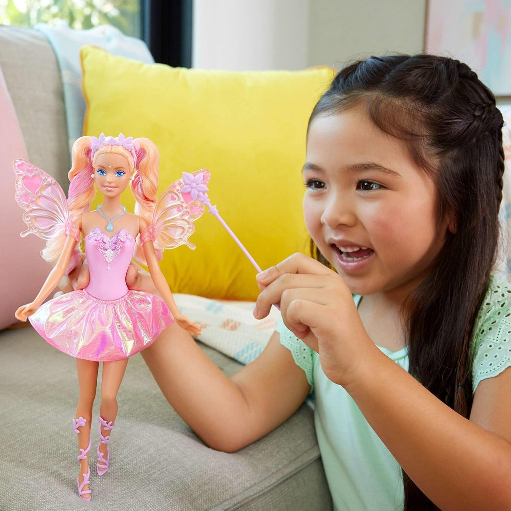 Mattel Barbie Fairy Doll JCP76 Toy Wand Fashion Accessories Colour Change New