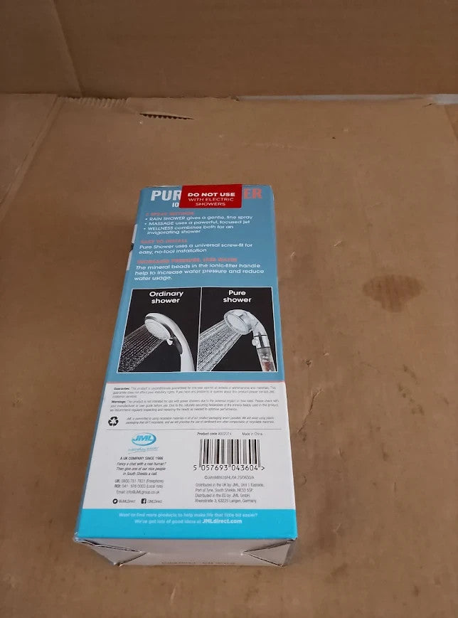 JML Pure Shower Ionic Shower Head High Pressure 3 Spray Modes Universal Fit New