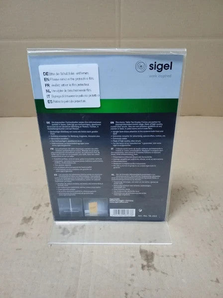 Sigel TA222 Sign Holder Upright A5 Double Sided Presentation Uv Resistant New