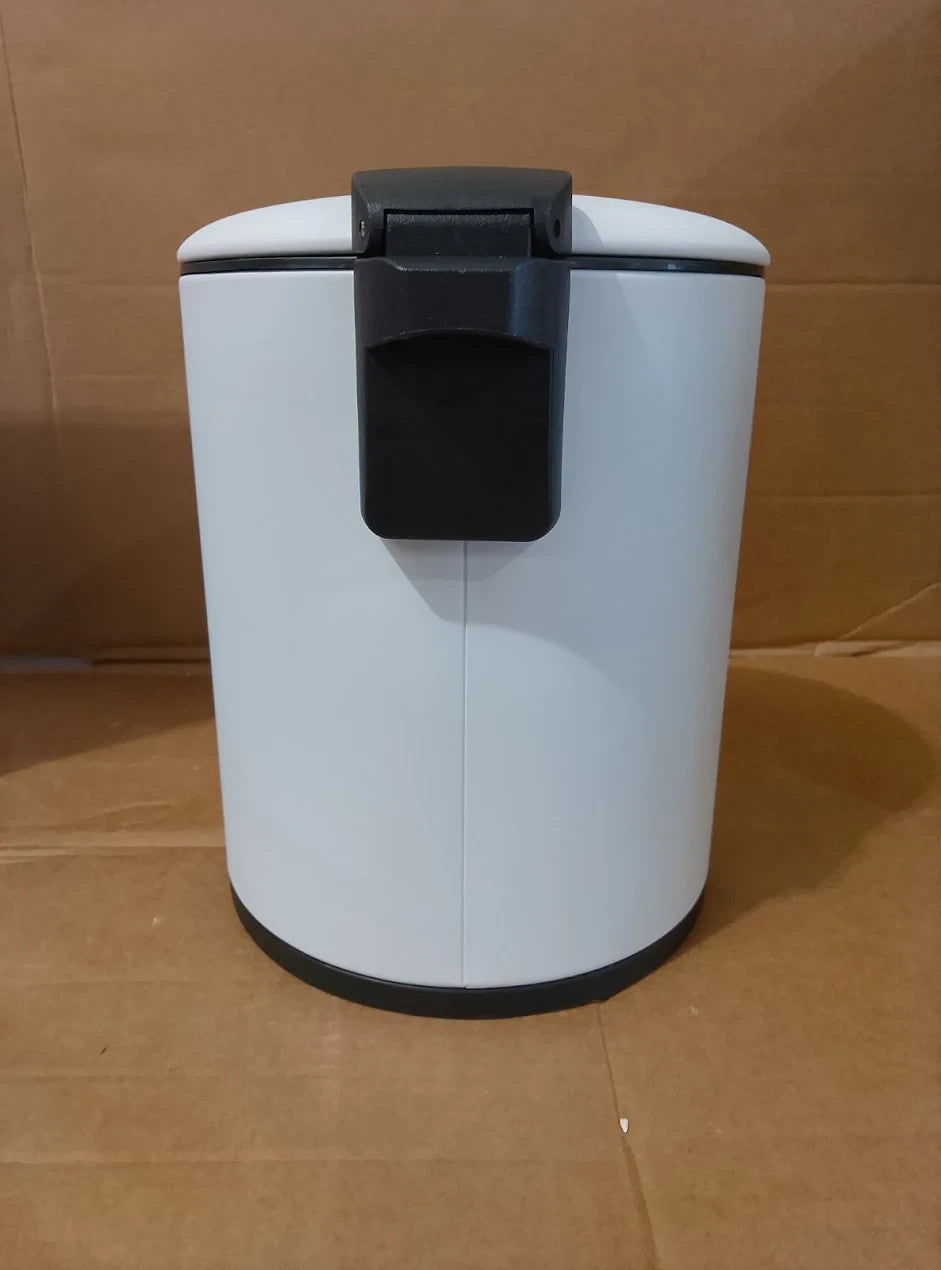 Addis 5L Bathroom Soft Close Pedal Stylish Compact Metal Waste Bin White Durable