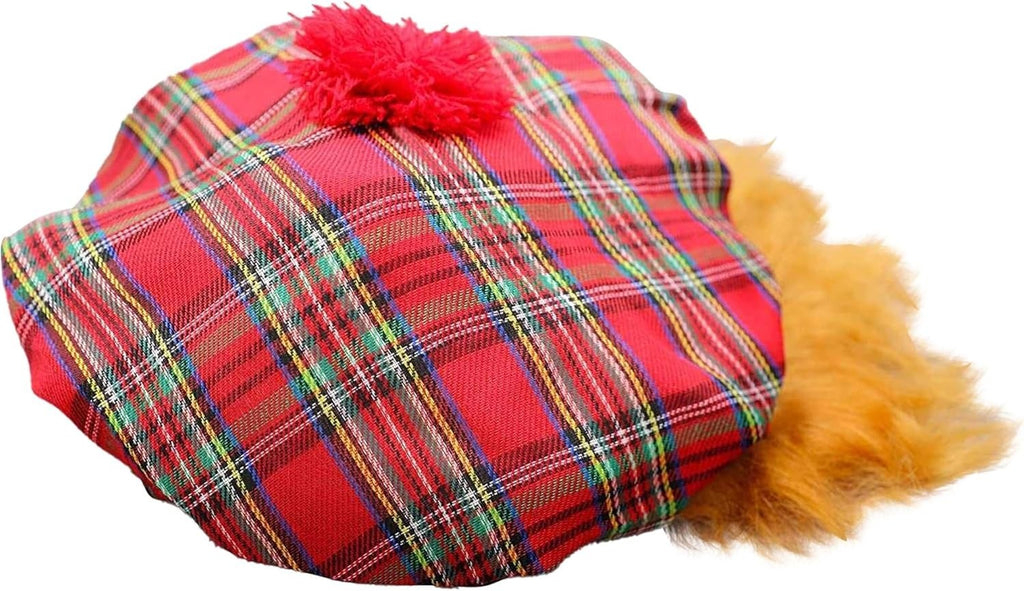 Red Tartan Scots Hat Ginger Hair 1pc Classic Design Perfect Parties New