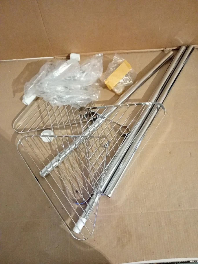 Argos Home Shower Organiser Pole Made Of Steel 4 Shelves Chrome New