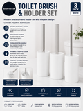 Toilet Brush Holder Modern Compact Stainless Steel Set Elegant Design New