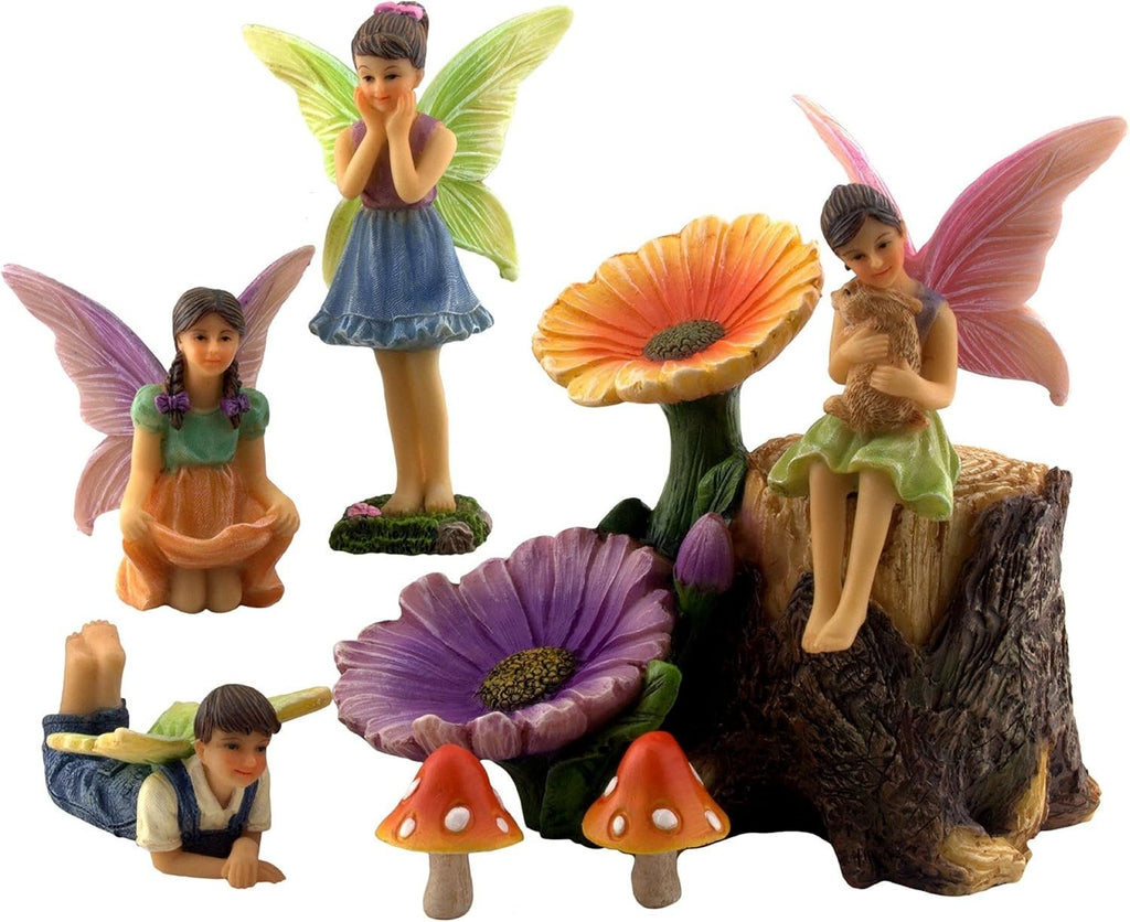 Pretmanns Fairies Fairy Garden Accessories Outdoor Figurines Flower Stump New