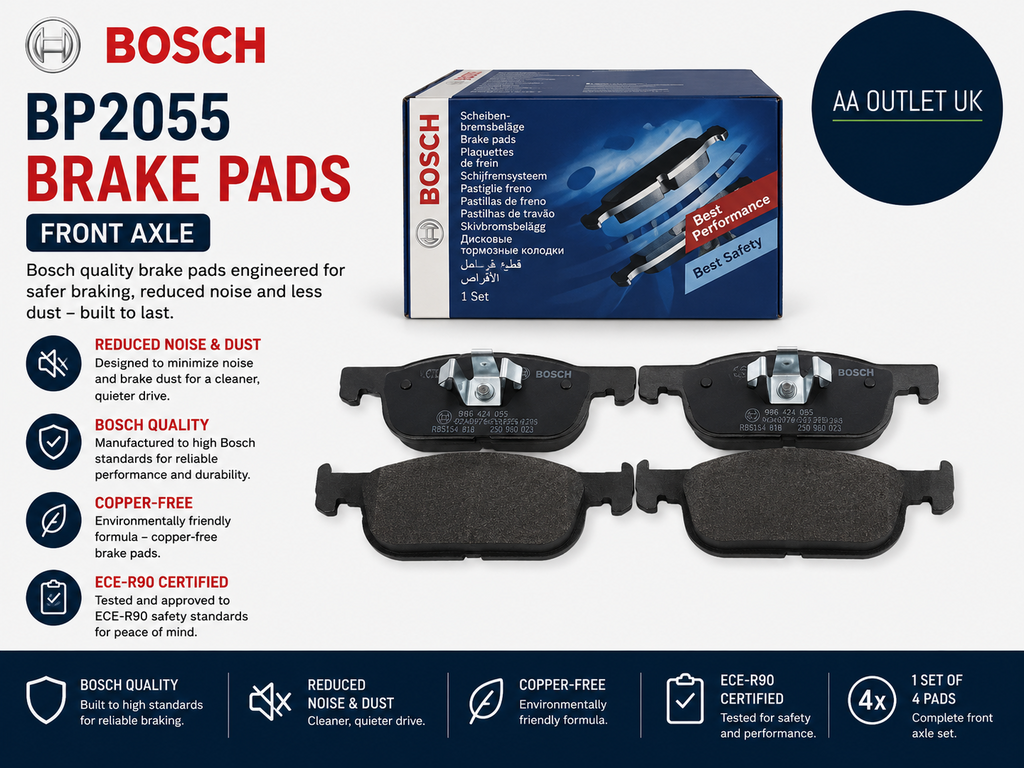 Bosch BP2055 Brake Pads Car Front Axle Bosch Quality Reduced Noise Dust