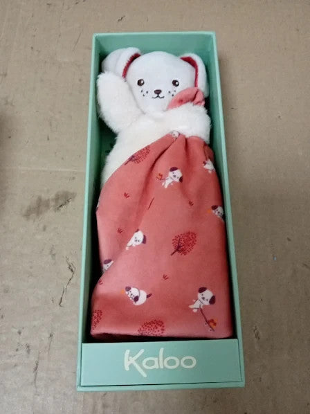 Kaloo Carr Douceur Brick Red Coloured Dog Comforter Baby Plush 18x18cm New