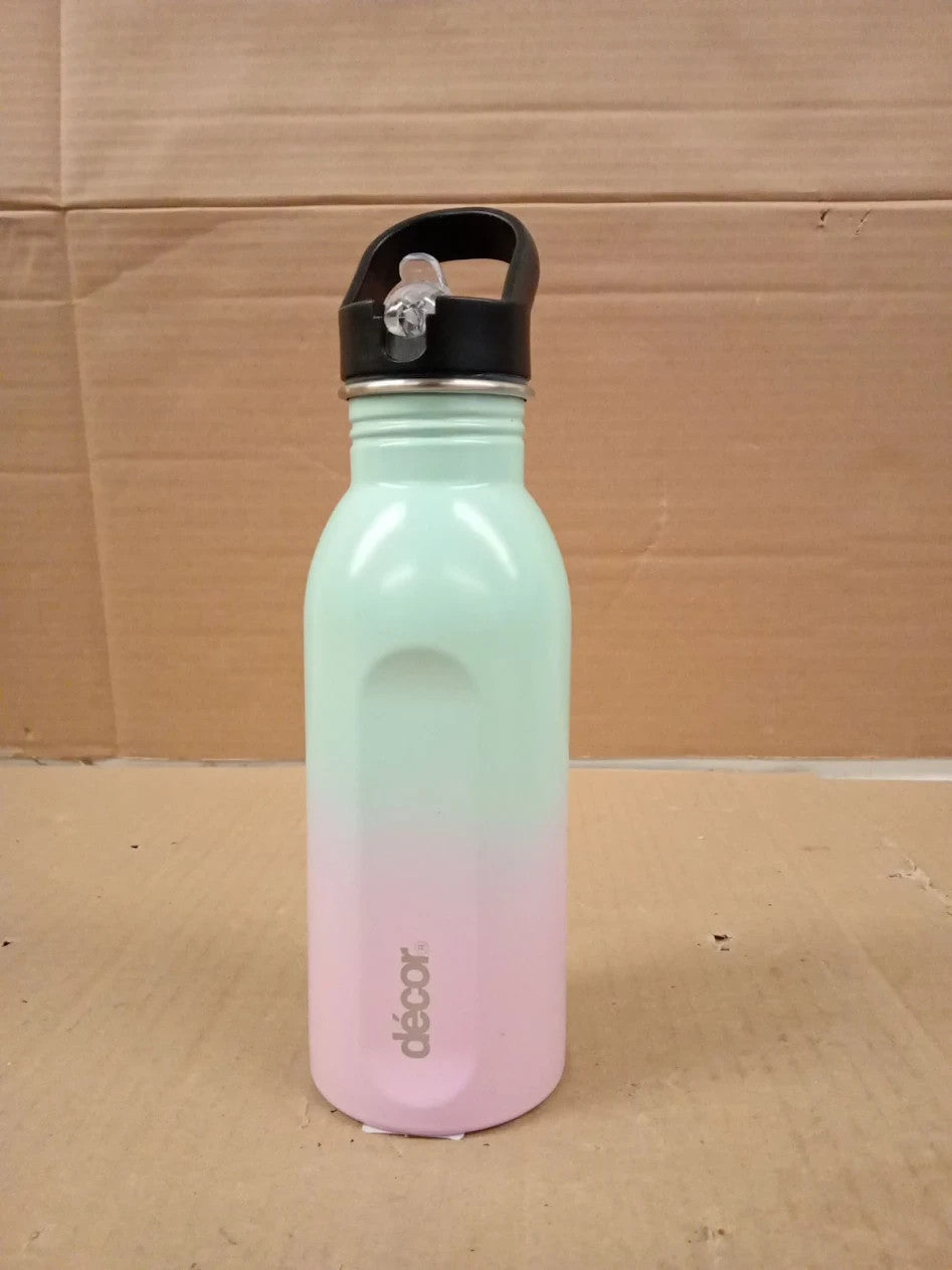 Decor Snap N Seal 500ml Stainless Steel Water Bottle Straw BPA Free Leakproof