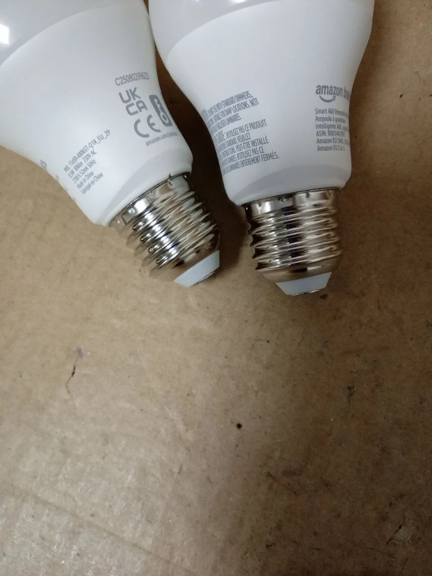 Amazon Basics Smart Dimmable LED Light Bulb E27 Base Soft White 8W 2pc New