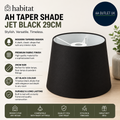 Ah Taper Shade Jet Black Stylish Versatile Timeless Modern 29cm