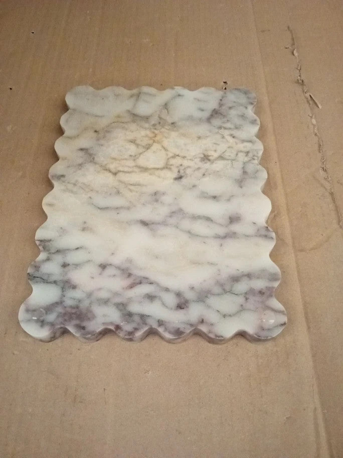 Marble Tray Luxury Natural Stone Bathroom Vanity Tray Scalloped Edge 27x20cm New