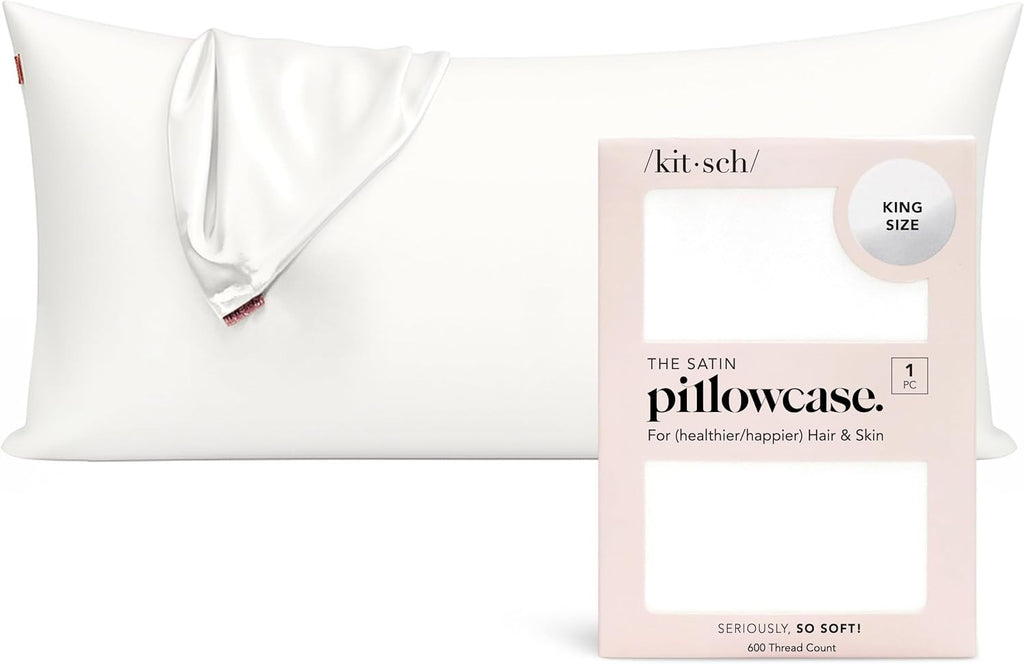 Kitsch Satin Pillowcase King Zipper Hair Skin Softer Than Silk Pillow Cases New