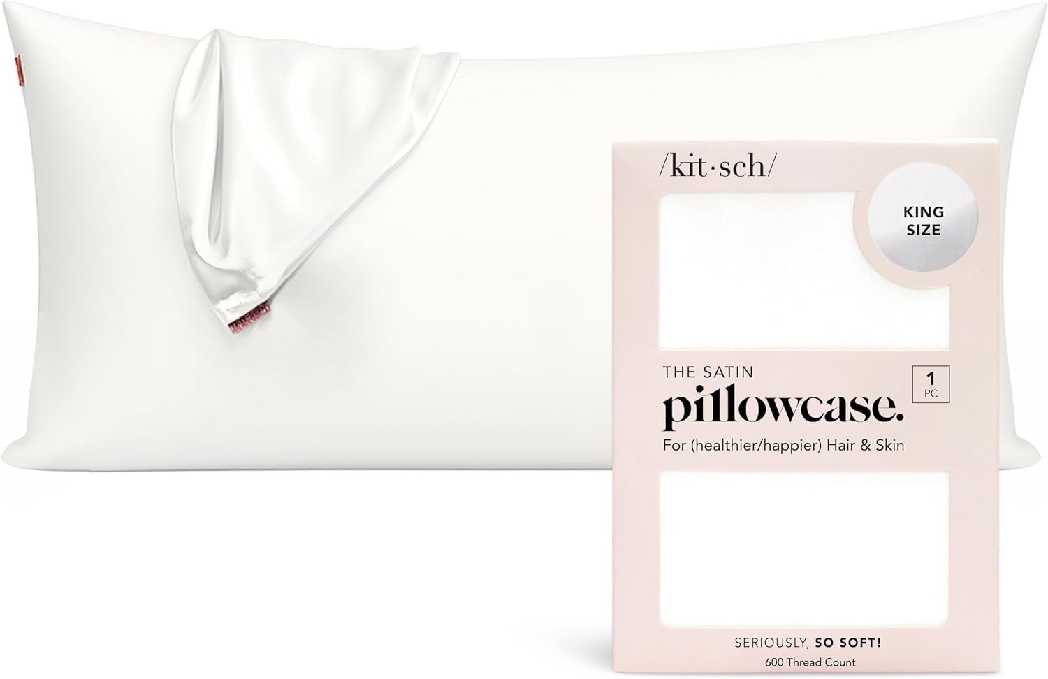 Kitsch Satin Pillowcase King Zipper Hair Skin Softer Than Silk Pillow Cases New