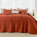 Andency King Size Quilt Bedding Set 106x96in Burnt Orange Fall Soft Lightweight