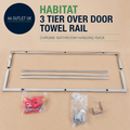 Habitat 3 Tier Over Door Towel Rail Chrome Bathroom Hanging Rack Design New