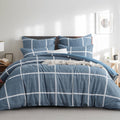 Ruikasi Checkred Bedding Super King Duvet Cover Set Denim 260x220cm New