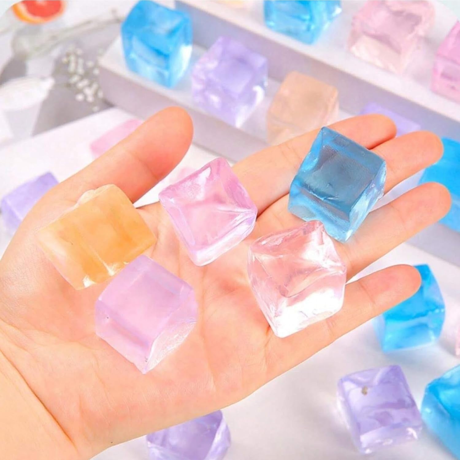 Mini Ice Cube Squeeze Toys 8pcs Stress Relief Fidget Squishy Balls Soft New