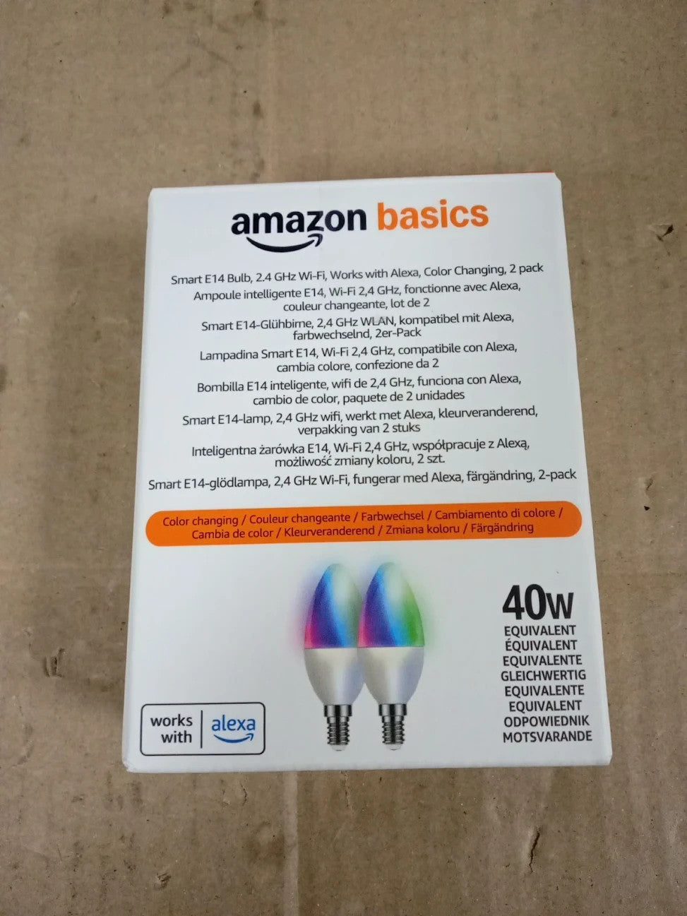 Amazon Basics E14 Smart LED Bulb 4.7W WiFi Light  2.4 GHz Alexa Only 2 Pack New